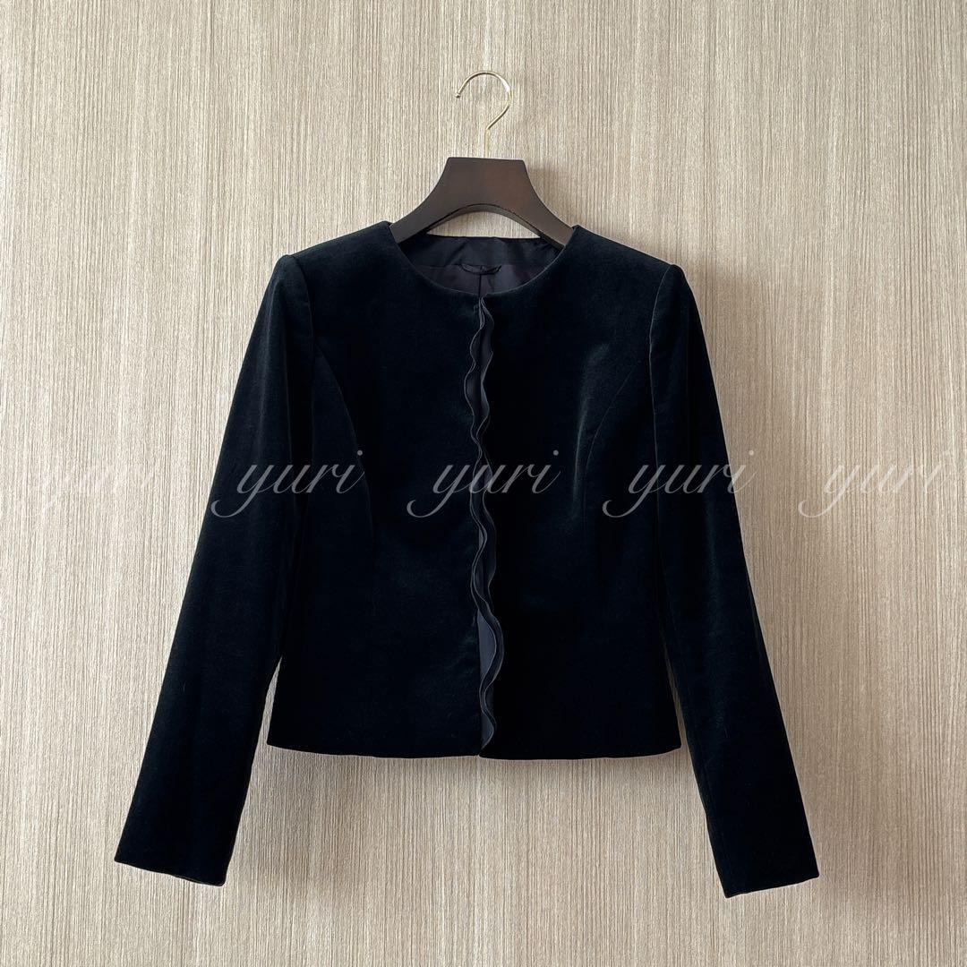 【1296】アナイ　ベロアクルージャケット　36 黒　フォーマル