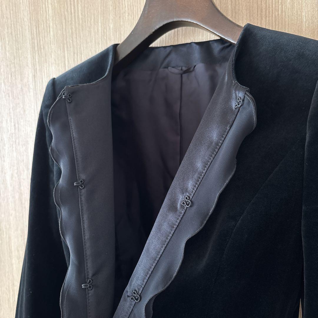 【1296】アナイ　ベロアクルージャケット　36 黒　フォーマル