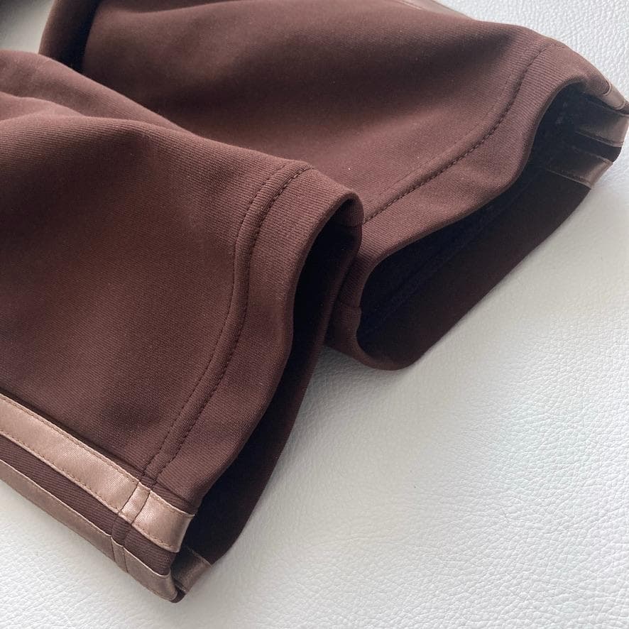 【希少90s美品】アディダス　デサント製 トラックパンツ トレフォイル ブラウン