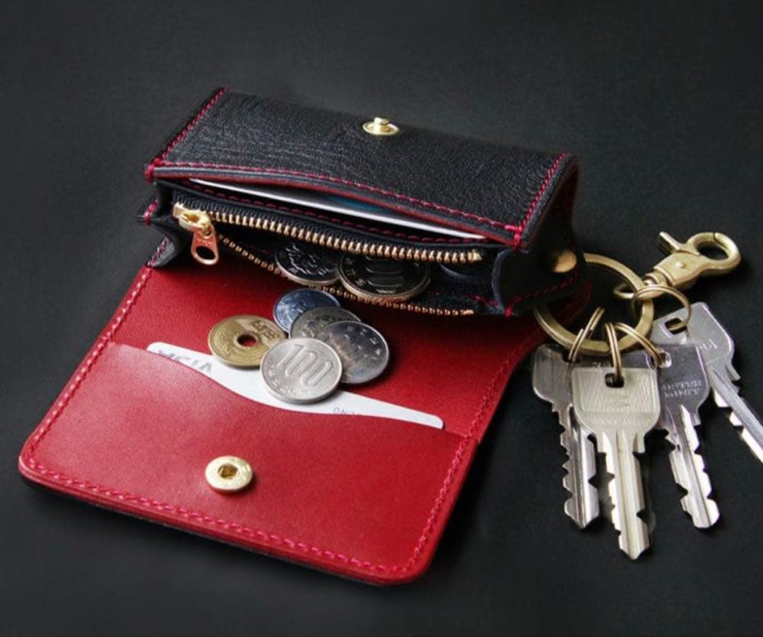 PORCO ROSSO レザーキーケース 黒/赤