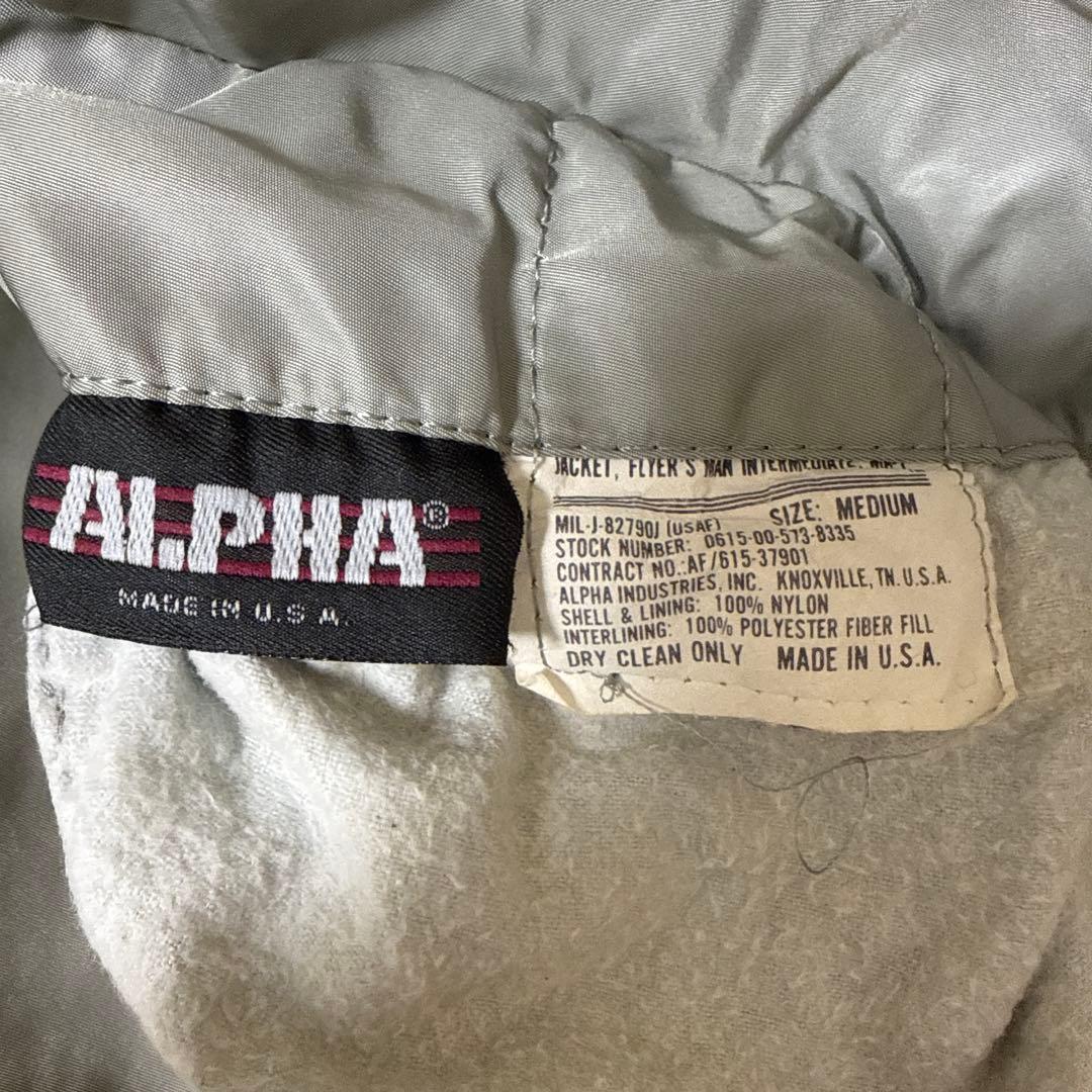 80sUSA製ALPHAアルファMA-1 フライトジャケット Mシルバー状態良好