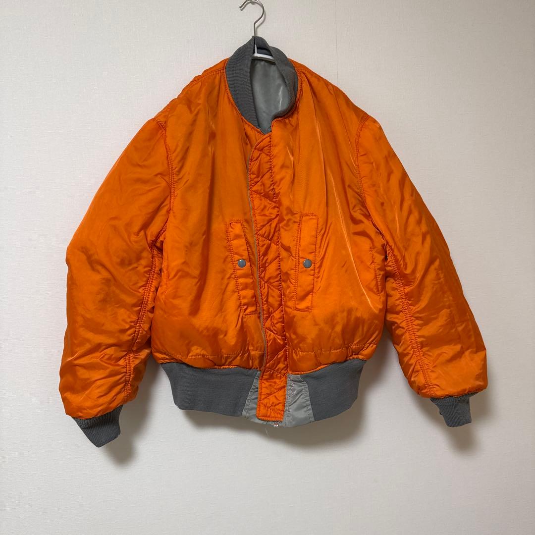 80sUSA製ALPHAアルファMA-1 フライトジャケット Mシルバー状態良好