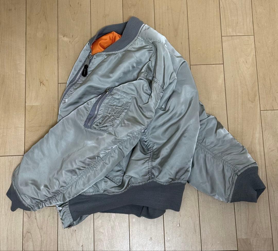 80sUSA製ALPHAアルファMA-1 フライトジャケット Mシルバー状態良好