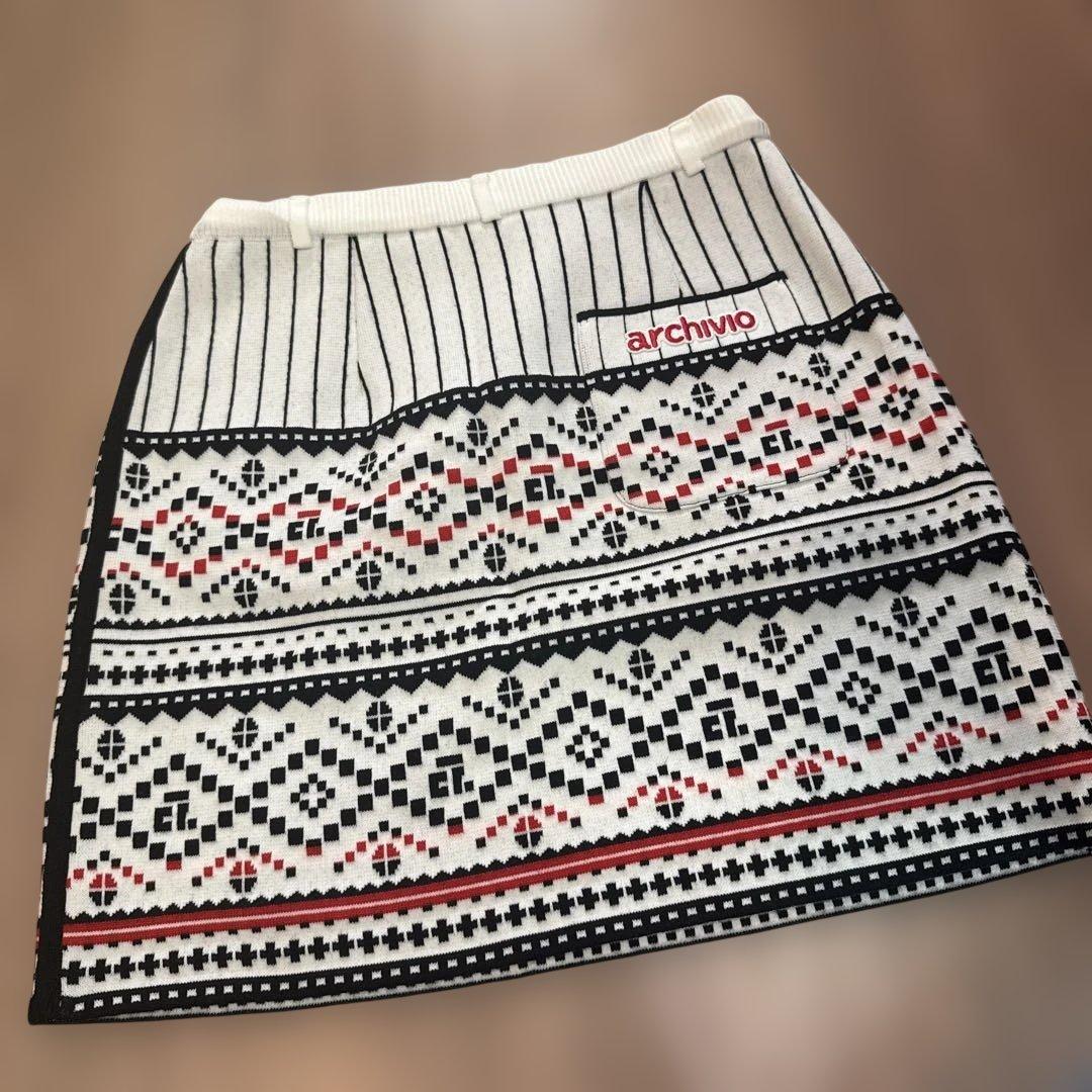archivio ゴルフ用スカート ホワイト/ブラック/レッド