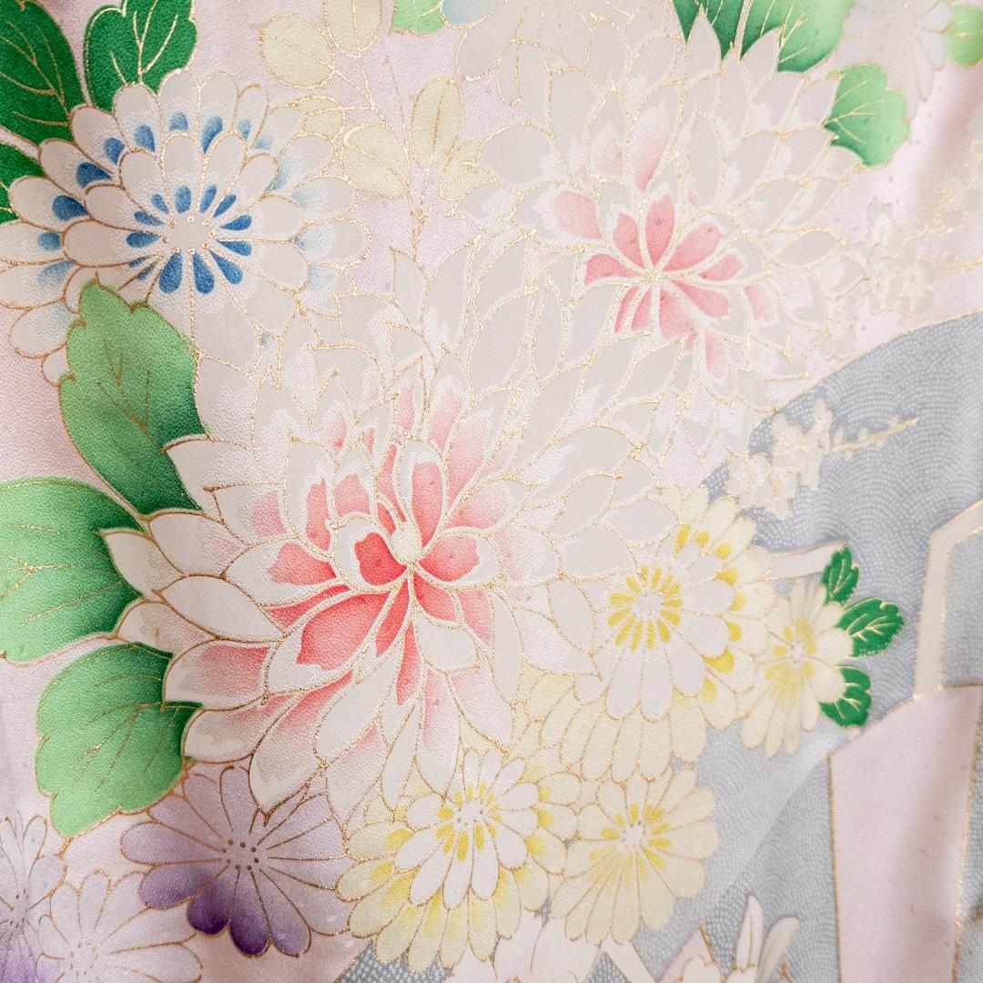 ルーピー R7SK1311 振袖+帯 2点セット 豪華な花々 六通柄