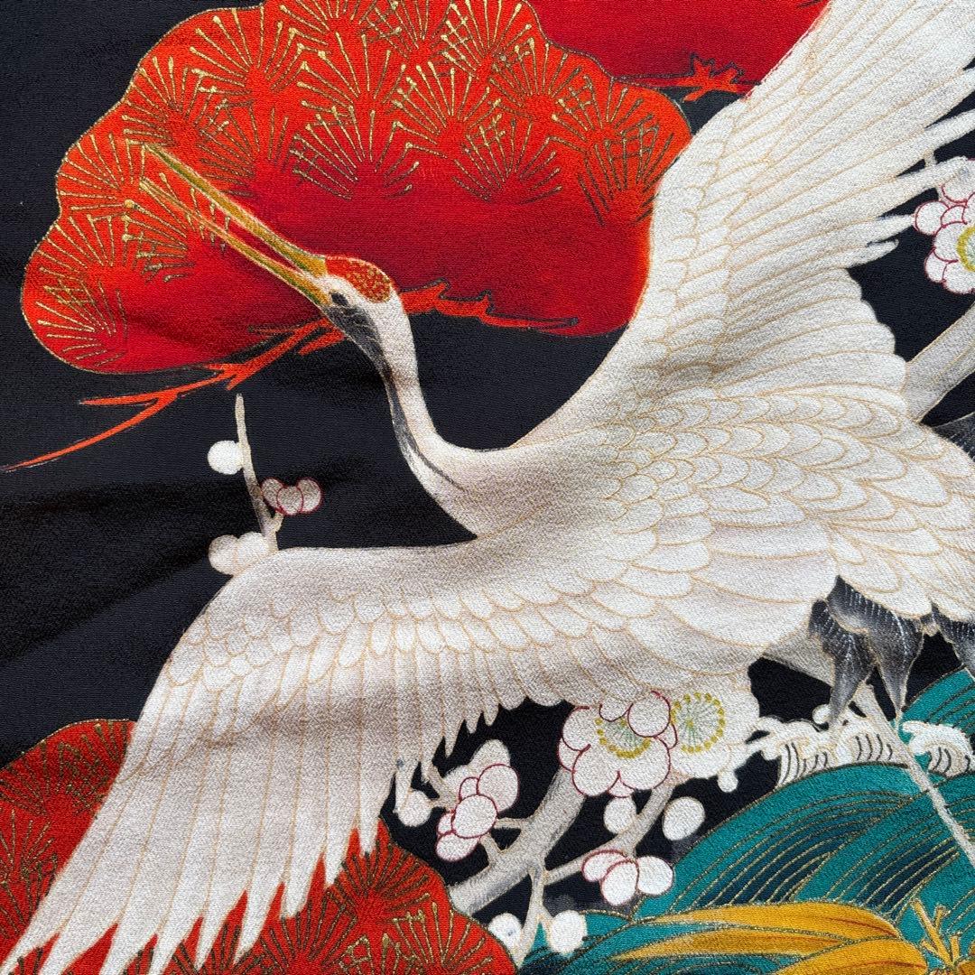 美品振袖 鶴と梅と松　青海波アンティーク正絹