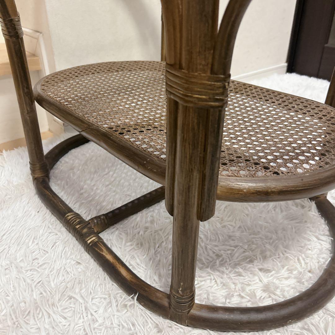 ラタン テーブル ガラス アジアンテイスト 昭和レトロ 送料無料