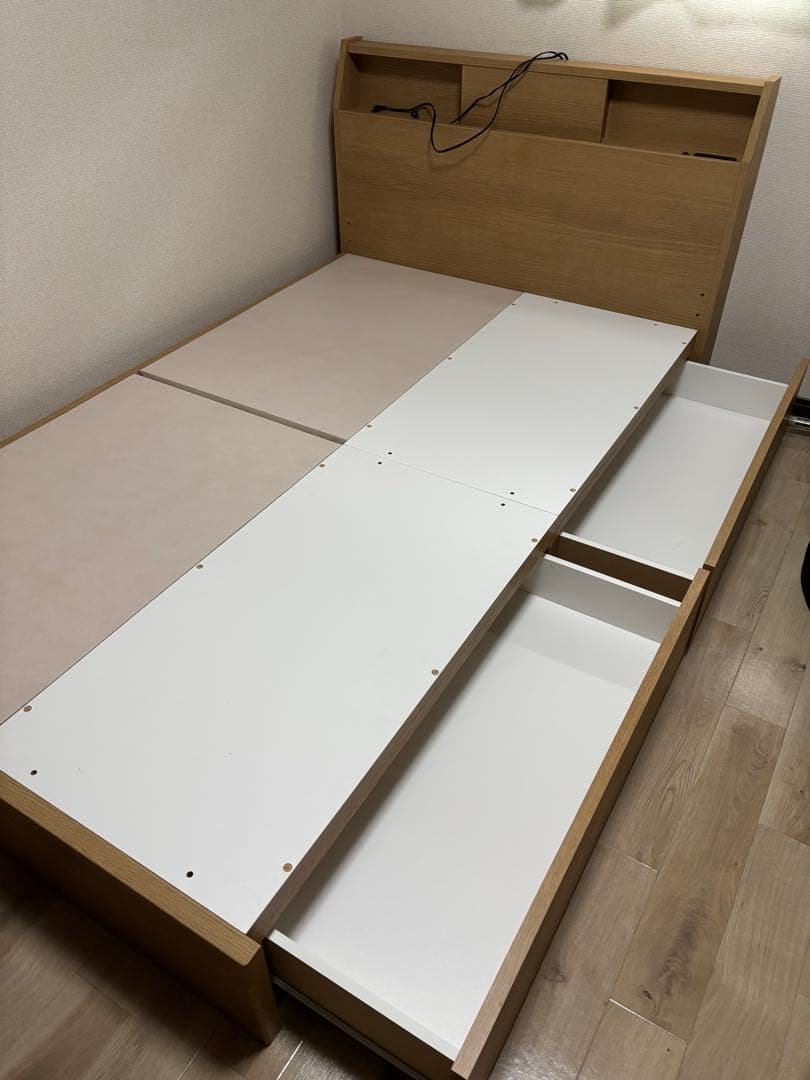 【※購入者確定済】ニトリ　セミダブルベッドフレーム(アザン3 浅型/LBR)