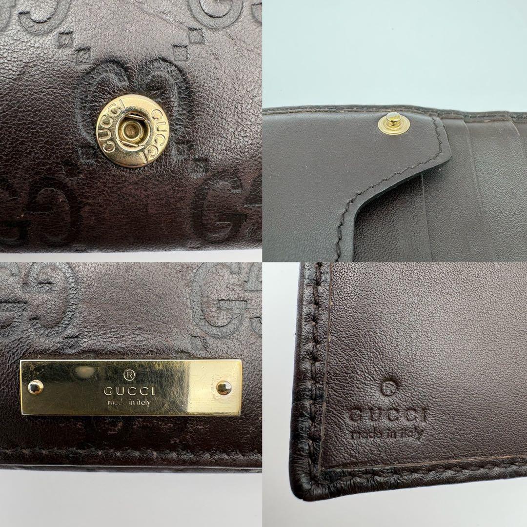 GUCCI グッチ GG 長財布 シマ ブラウン レザー 本革 外箱付