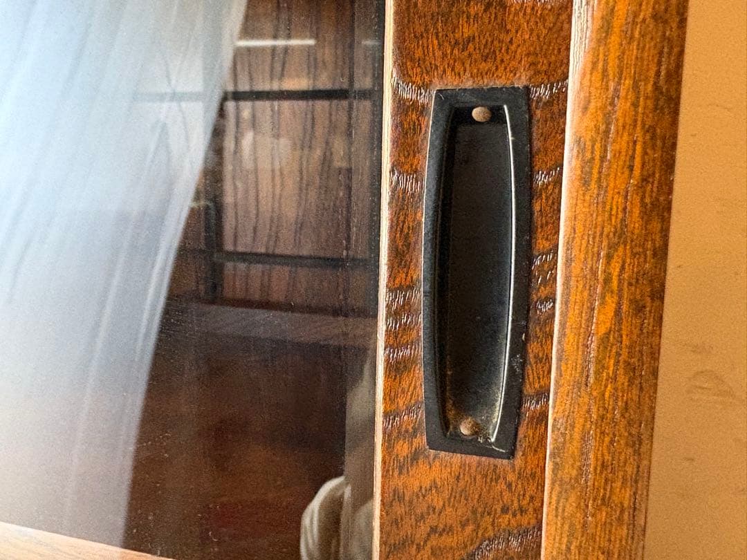 茶棚 木製ガラス扉付きタンス 水屋　飾り棚　違棚　アンティーク　レトロ