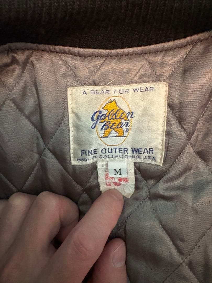 マニア向け USA製 70s白タグ ゴールデンベア レザー スタジャン