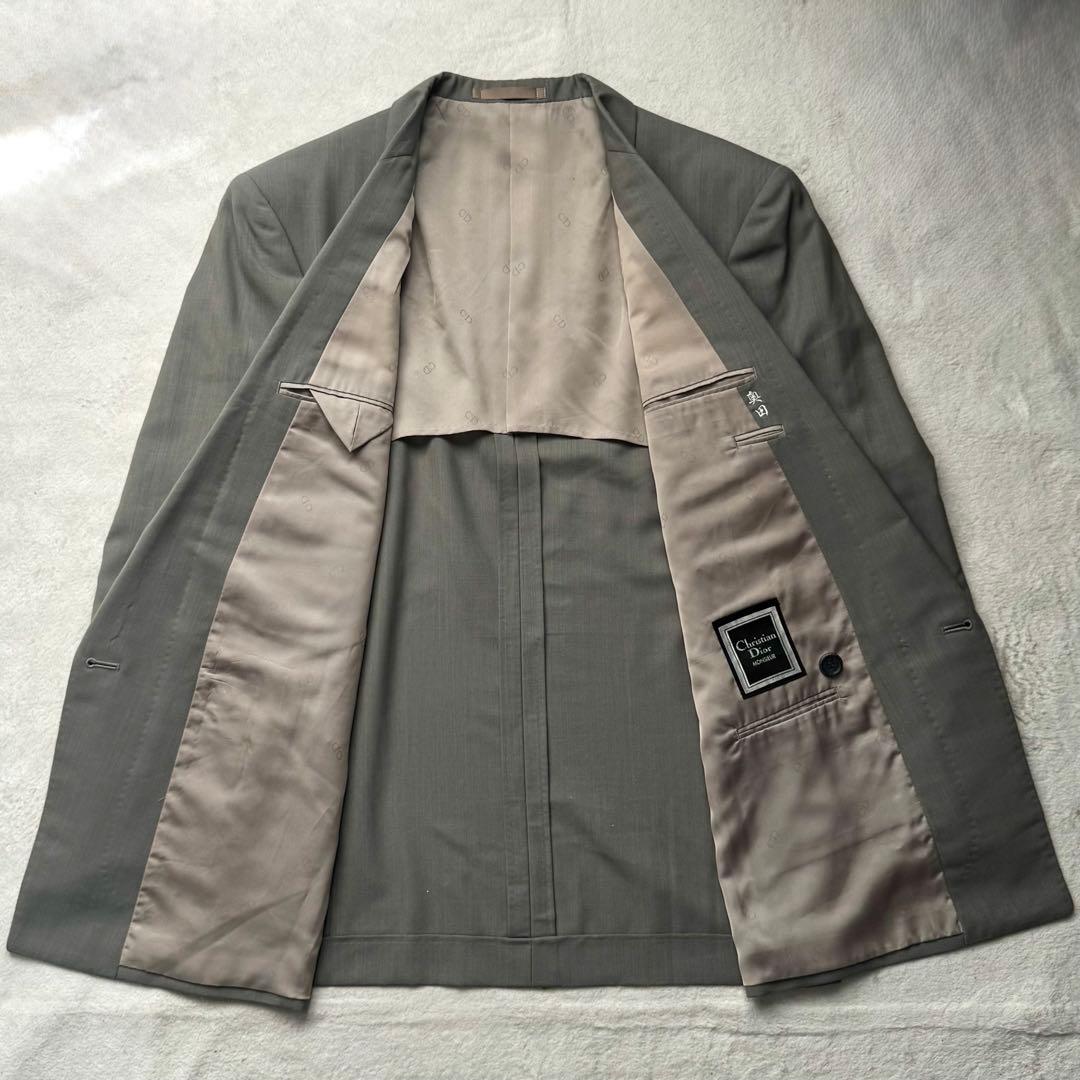 美品 希少カラー クリスチャンディオール スーツ ダブル L グリーン