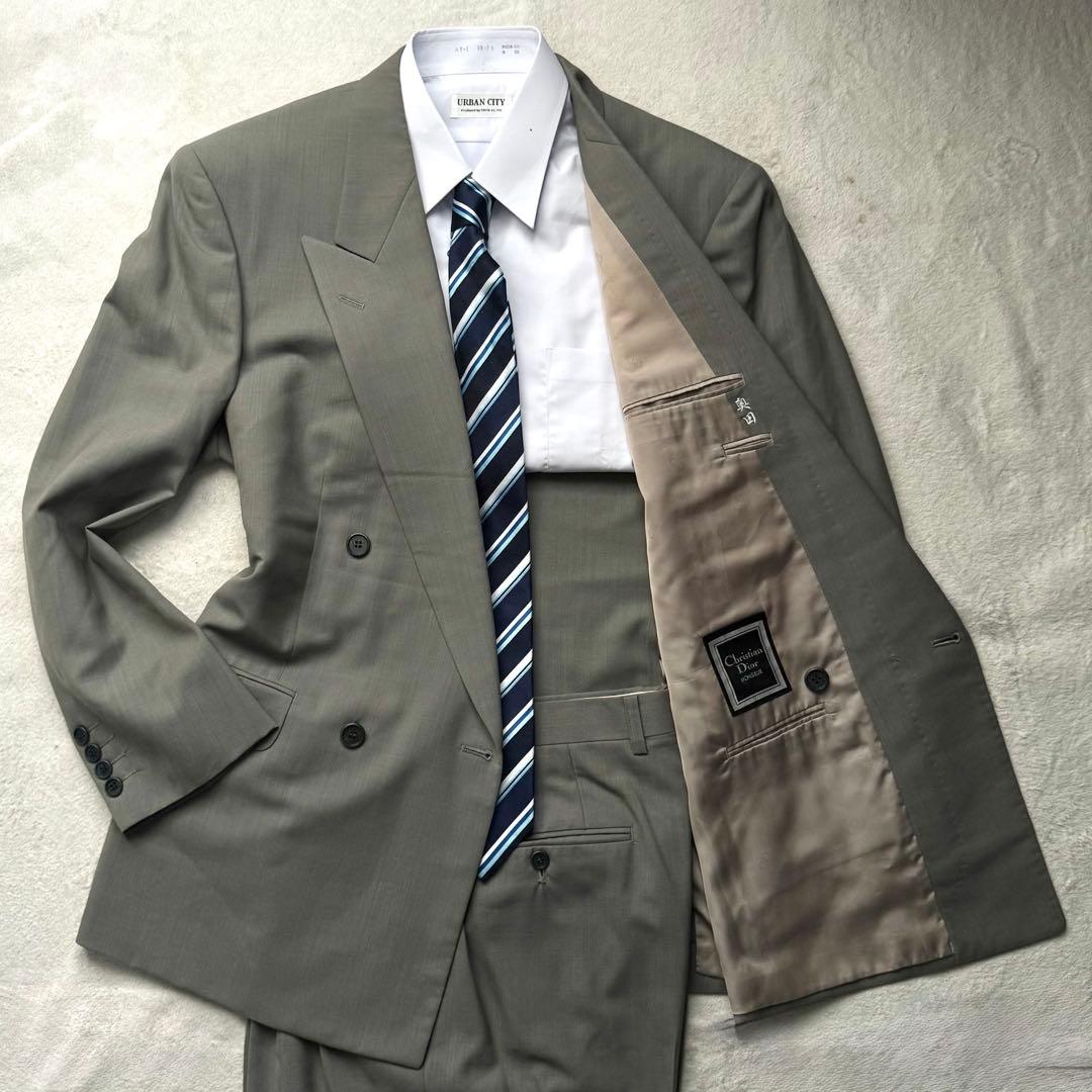 美品 希少カラー クリスチャンディオール スーツ ダブル L グリーン