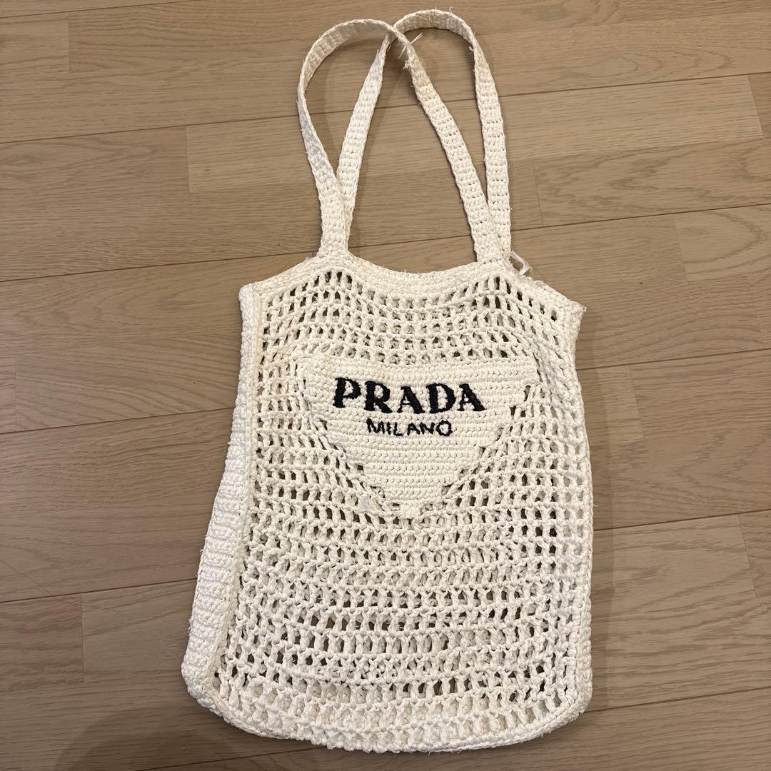 PRADA クロシェ　ラフィアトート