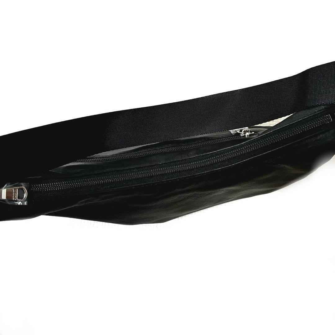 新品 ラシット ソフトレザー ラウンド ショルダーバッグ 黒 ハーフムーン