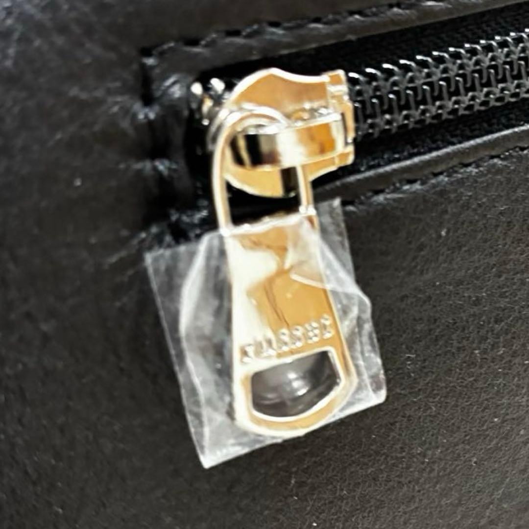 新品 ラシット ソフトレザー ラウンド ショルダーバッグ 黒 ハーフムーン