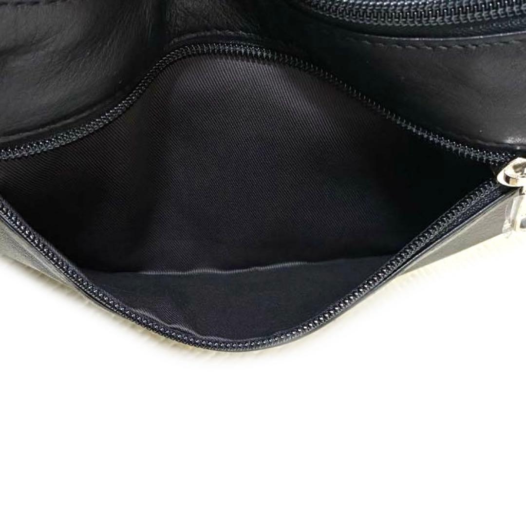 新品 ラシット ソフトレザー ラウンド ショルダーバッグ 黒 ハーフムーン