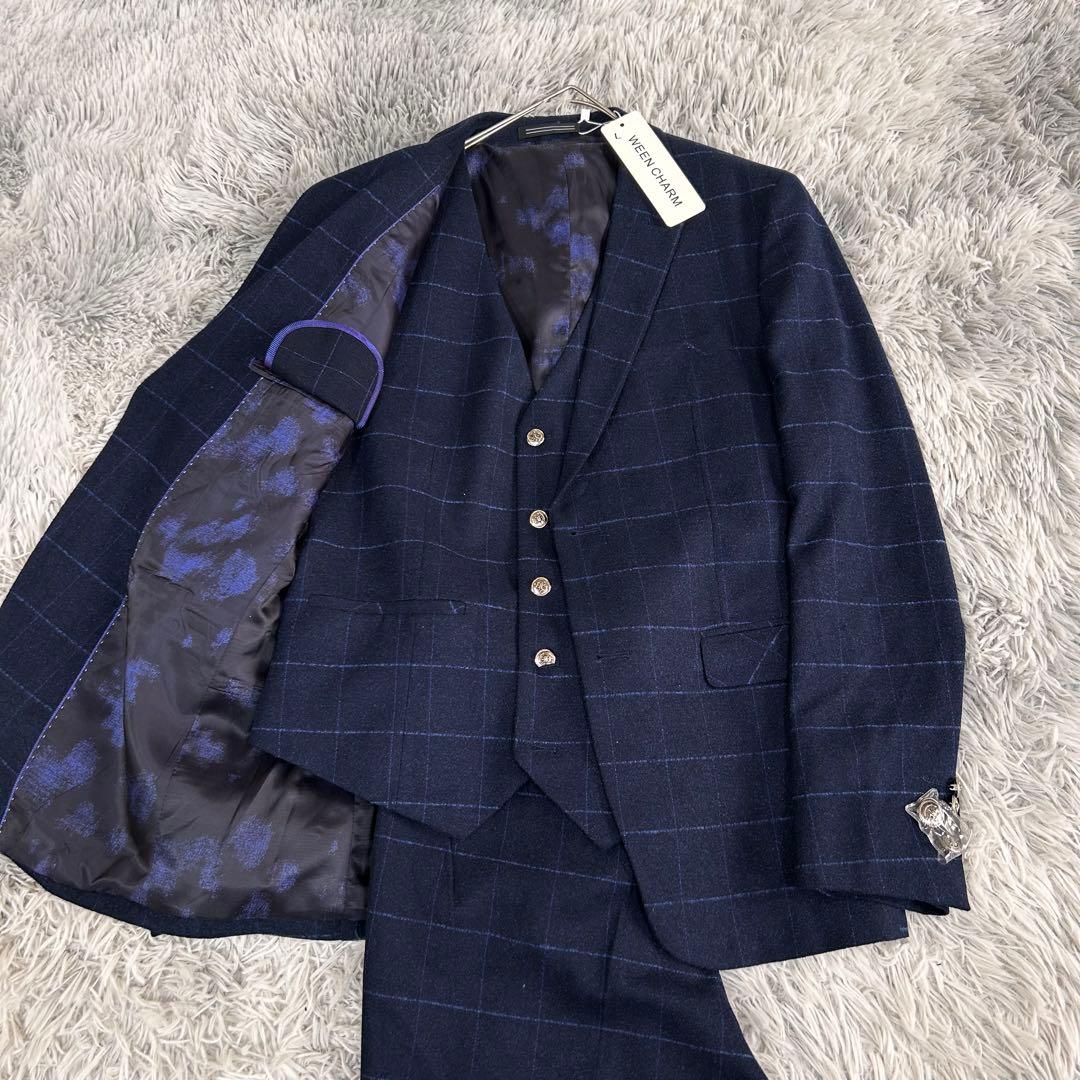 m6392【新品 WEEN CHARM】3ピース スーツ上下 濃紺 180cm