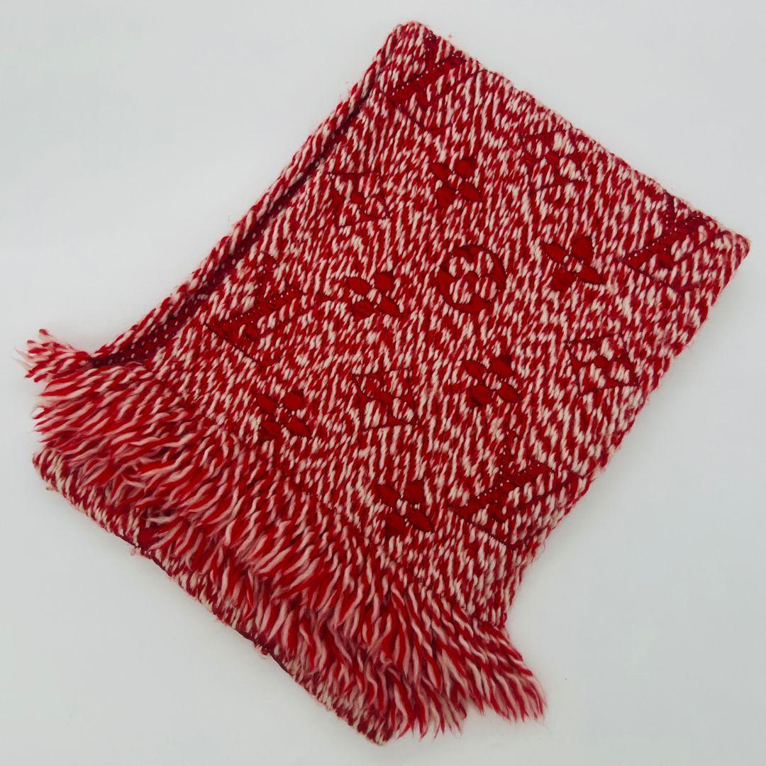 ルイヴィトン モノグラム エシャルプ ロゴマニア ミックス マフラー レッド