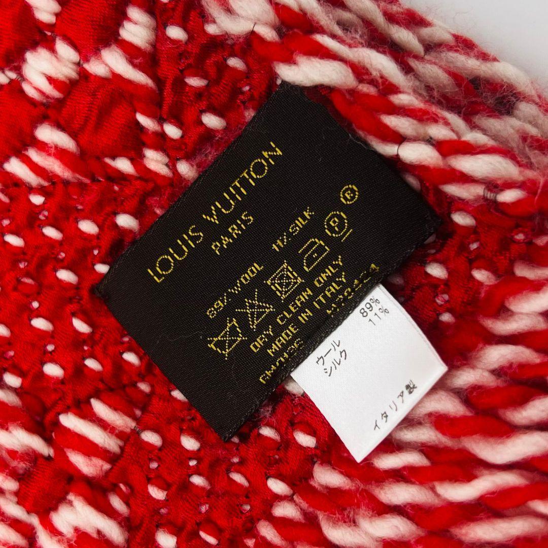 ルイヴィトン モノグラム エシャルプ ロゴマニア ミックス マフラー レッド