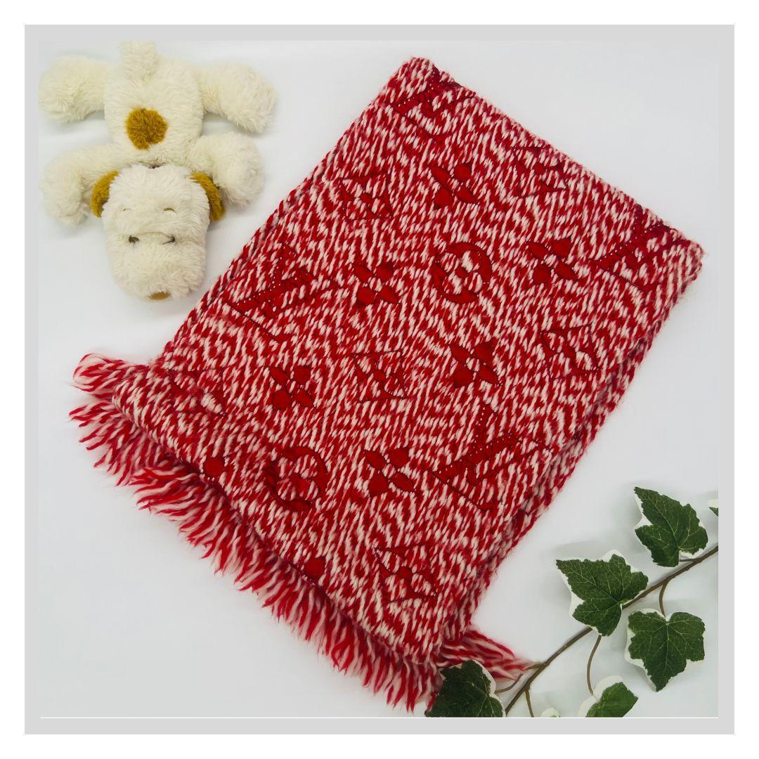 ルイヴィトン モノグラム エシャルプ ロゴマニア ミックス マフラー レッド