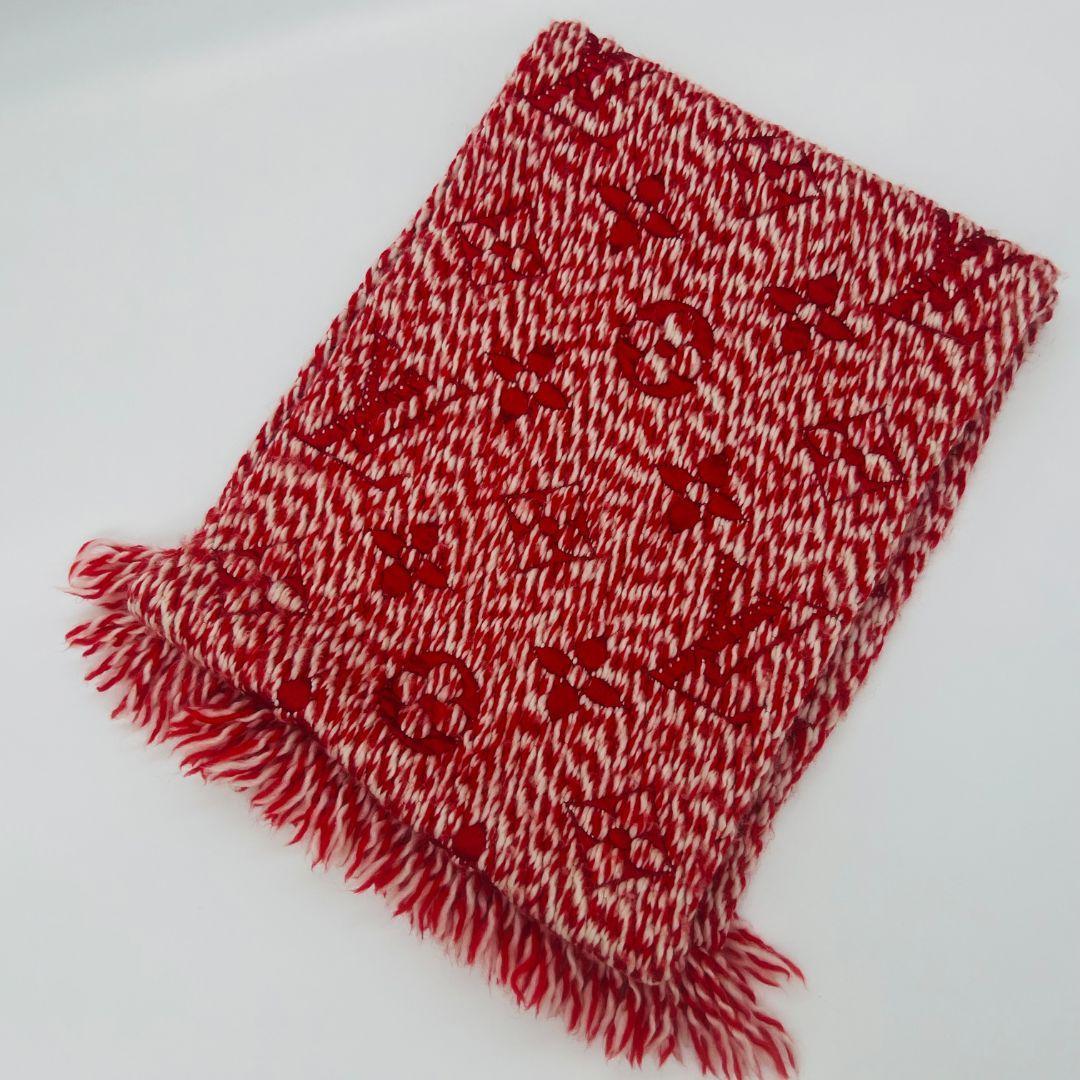 ルイヴィトン モノグラム エシャルプ ロゴマニア ミックス マフラー レッド