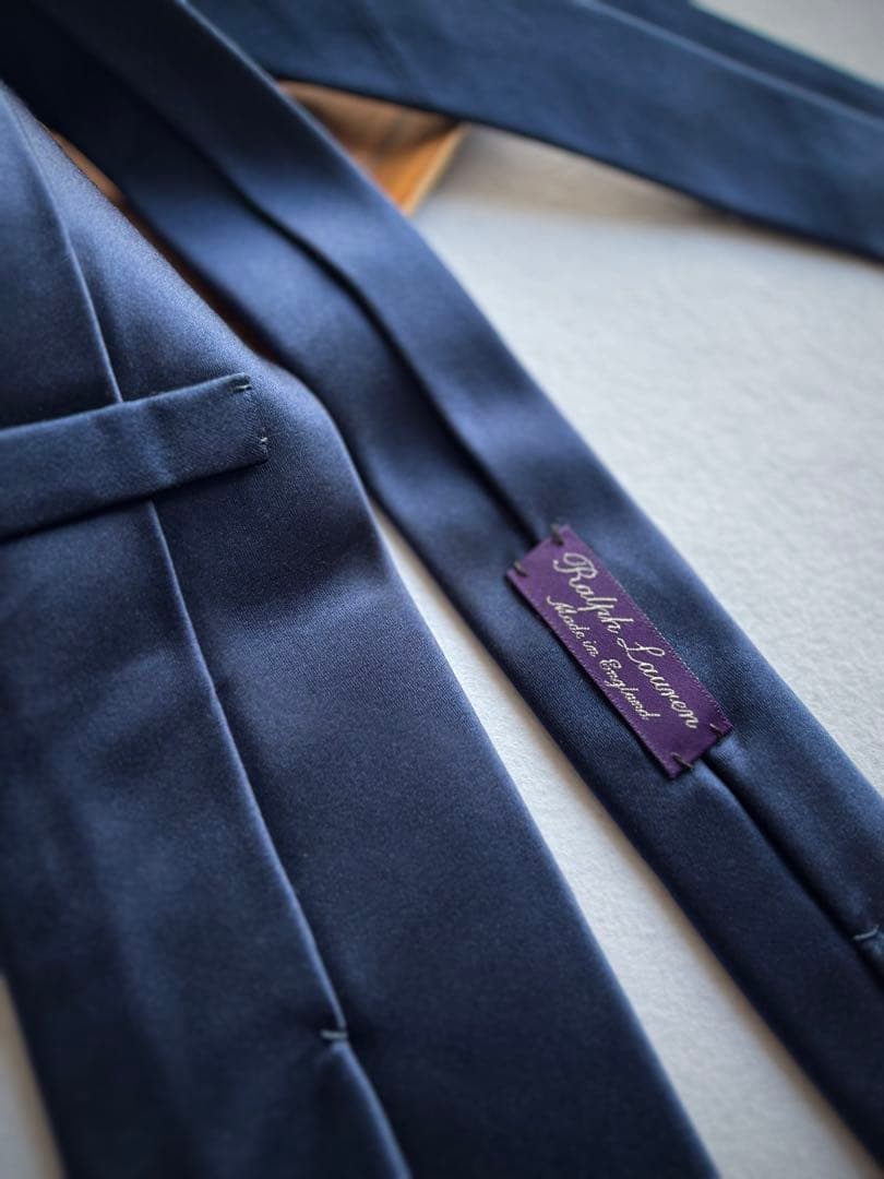 〔超美品〕パープルレーベル ラルフローレン ネクタイ ネイビー ソリッドタイ