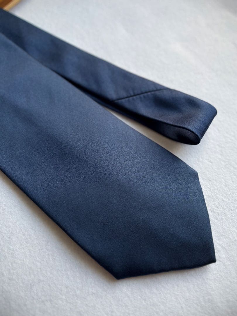 〔超美品〕パープルレーベル ラルフローレン ネクタイ ネイビー ソリッドタイ