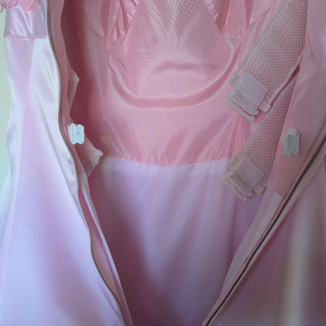 【上質サテン】ピンク カラードレス 花柄トップス お色直しにも♪