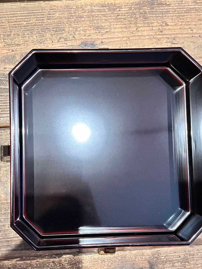 未使用品　真塗 神折敷 共箱 菓子器 茶道具 本漆塗 木製漆器 天然木 木工芸