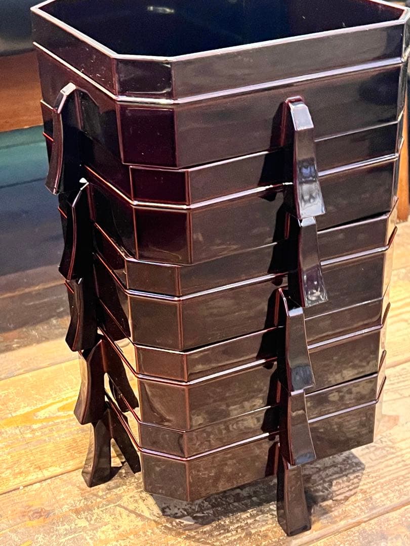 未使用品　真塗 神折敷 共箱 菓子器 茶道具 本漆塗 木製漆器 天然木 木工芸