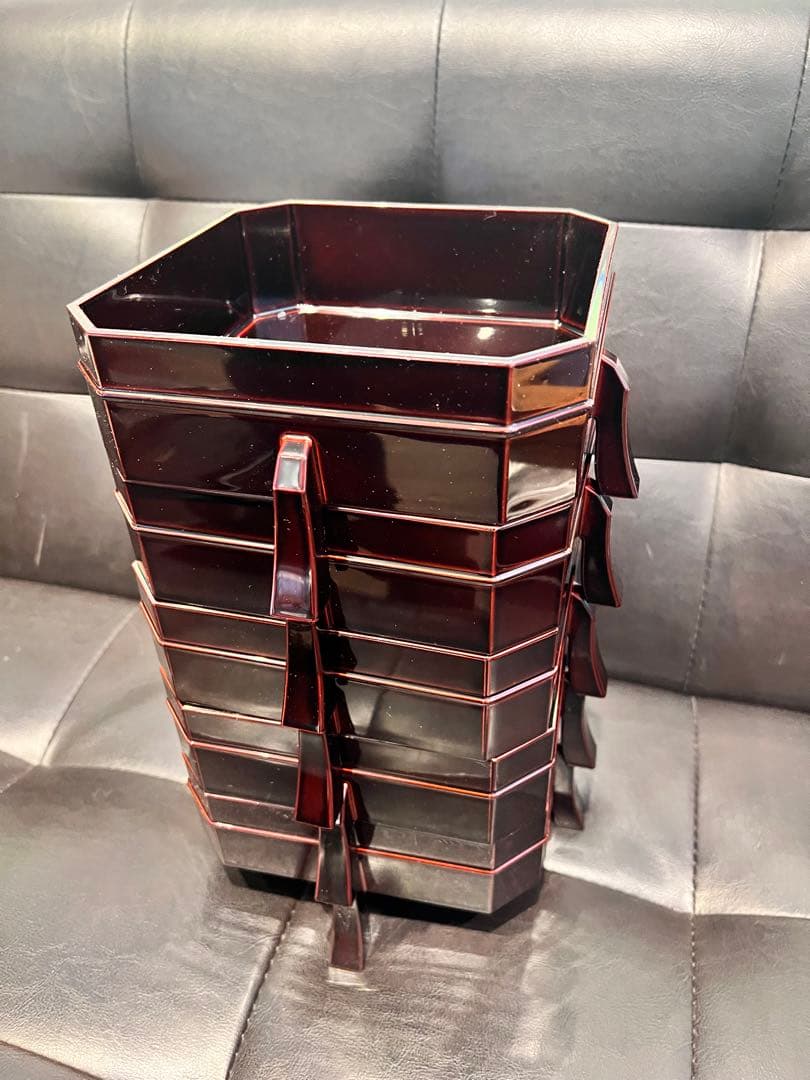 未使用品　真塗 神折敷 共箱 菓子器 茶道具 本漆塗 木製漆器 天然木 木工芸