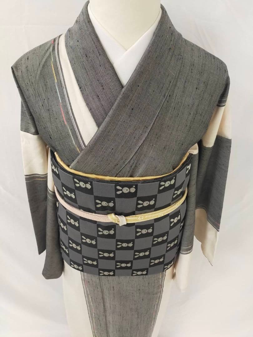 お見分け済　美品　正絹袷　十日町紬単品