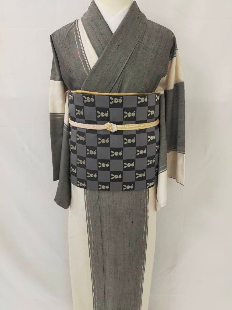 お見分け済　美品　正絹袷　十日町紬単品