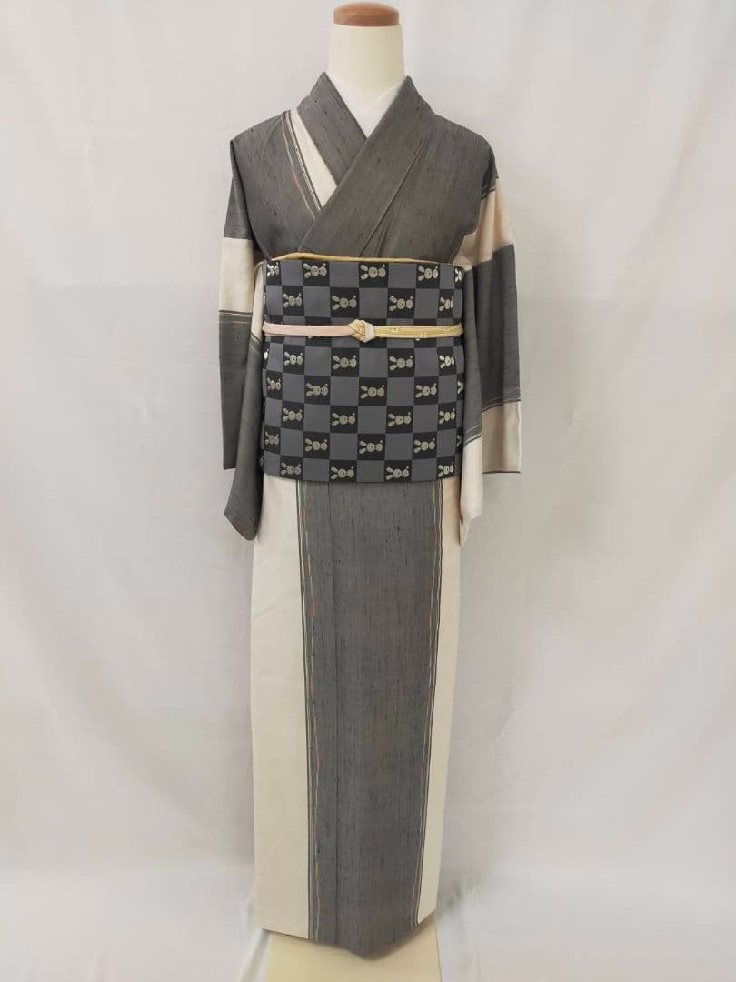 お見分け済　美品　正絹袷　十日町紬単品