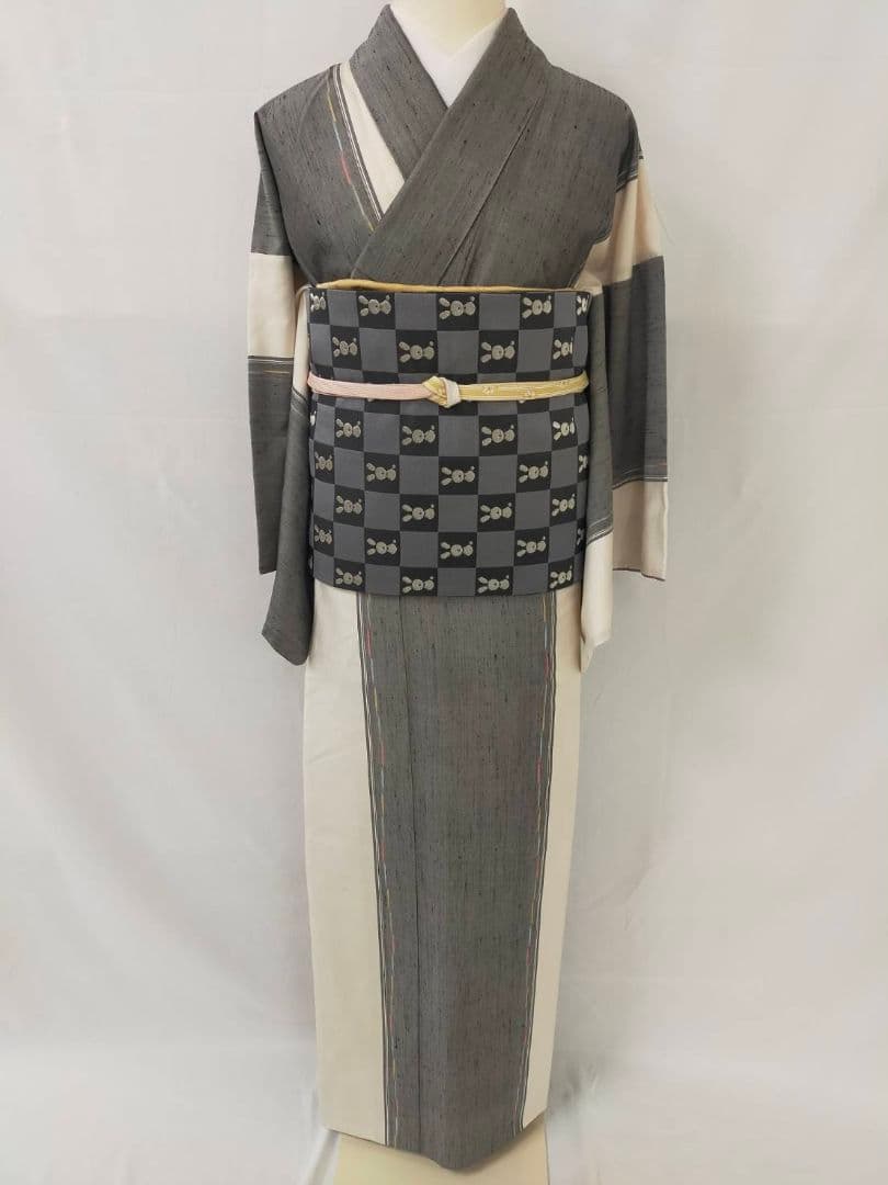 お見分け済　美品　正絹袷　十日町紬単品