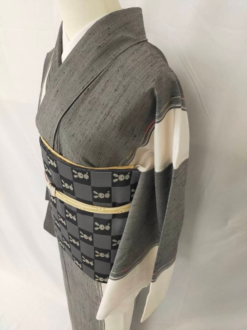 お見分け済　美品　正絹袷　十日町紬単品