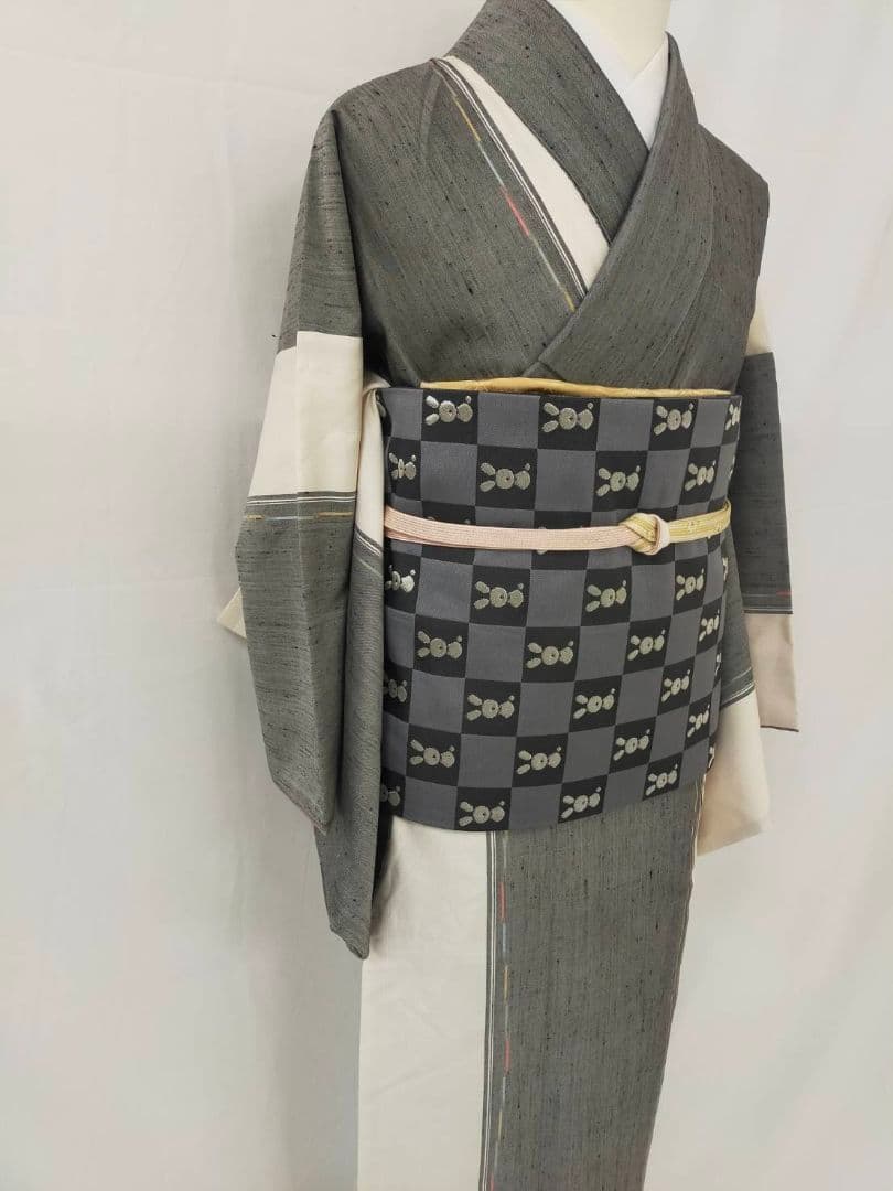 お見分け済　美品　正絹袷　十日町紬単品