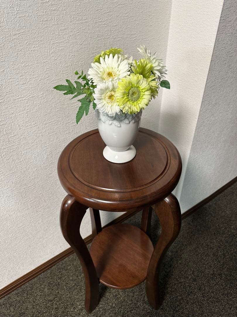 フラワースタンド 花台 二段ラック サイドテーブル 木製 飾り台 台 天然木