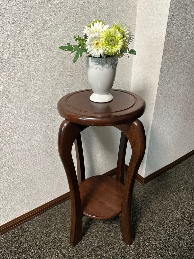 フラワースタンド 花台 二段ラック サイドテーブル 木製 飾り台 台 天然木