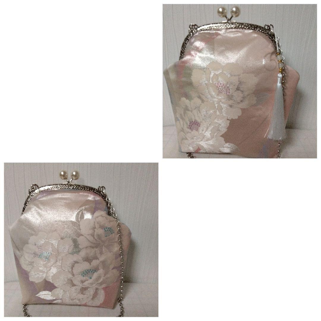 ハクちゃん様オーダー専用ページ　がま口バッグ(正絹袋帯リメイク)プラチナ箔