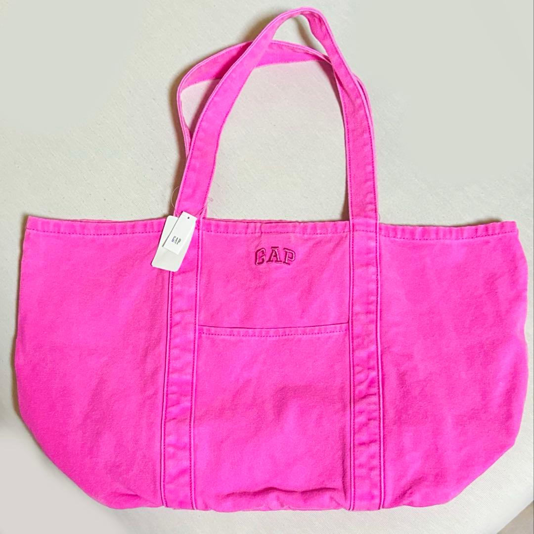 新品 GAP トートバッグ ネオンピンクグロウ ロゴトート
