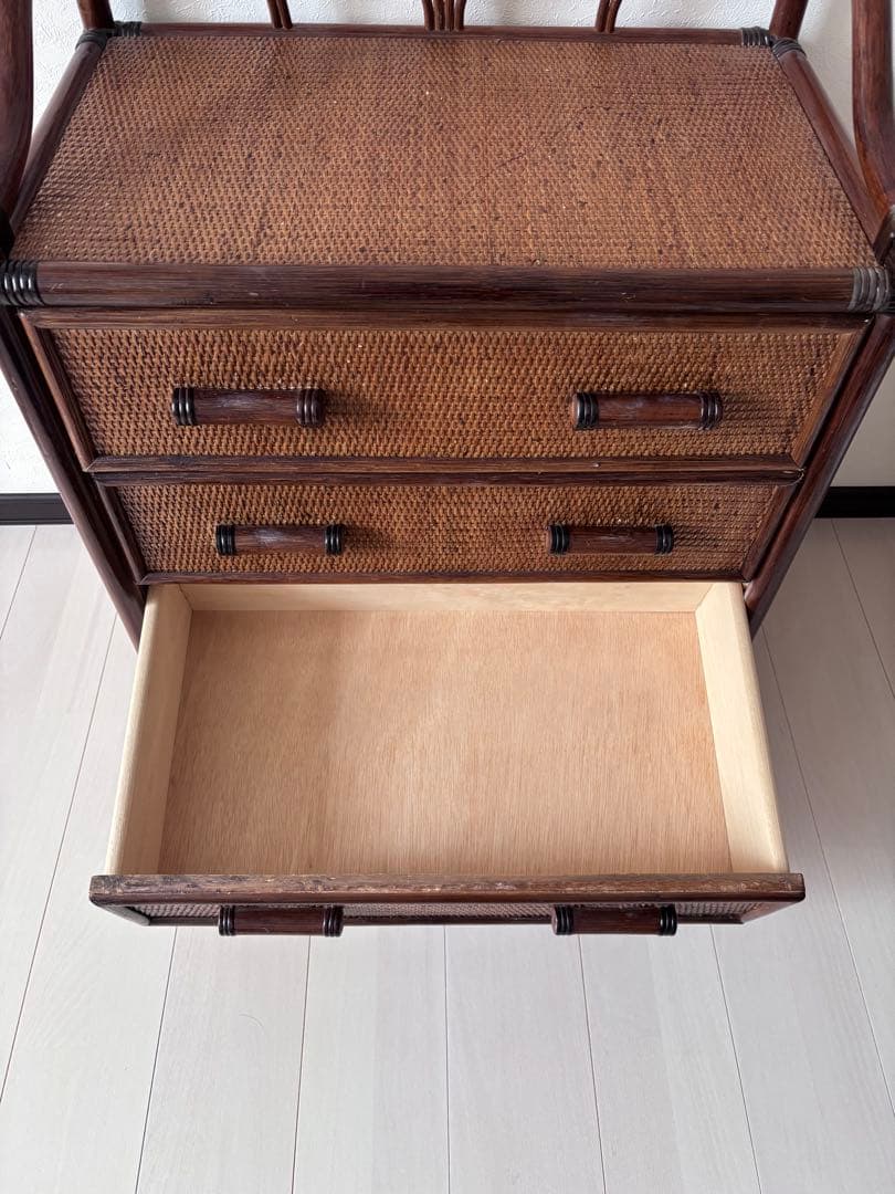 美品人気 ラタン 4段 チェスト ラタンチェスト 籐チェスト 籐タンス