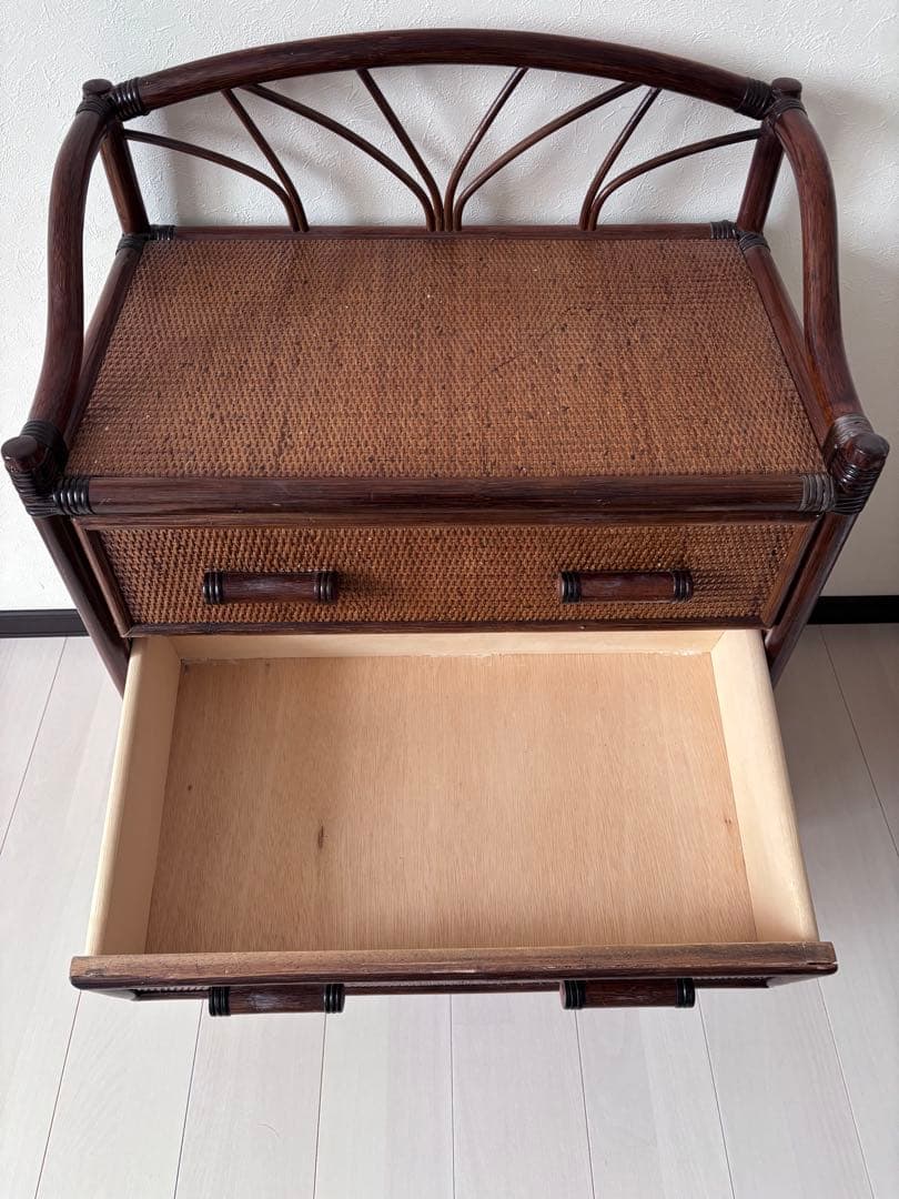 美品人気 ラタン 4段 チェスト ラタンチェスト 籐チェスト 籐タンス