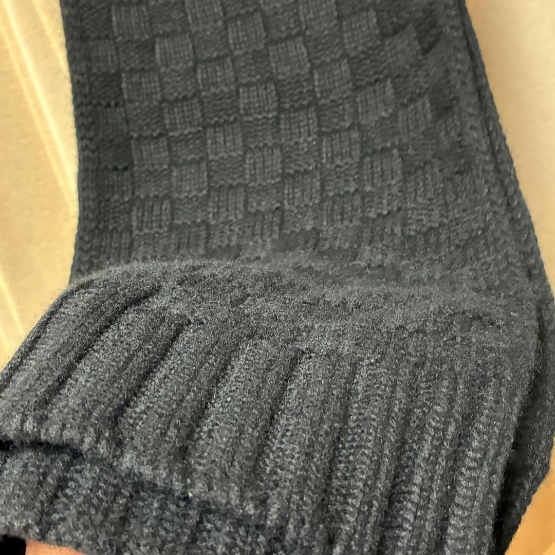 LOUIS VUITTON レザーロゴパッチ カシミヤマフラー ダミエ