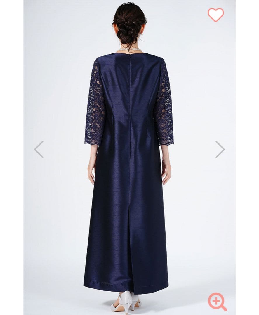 東京ソワール　光沢ネイビーロングドレス