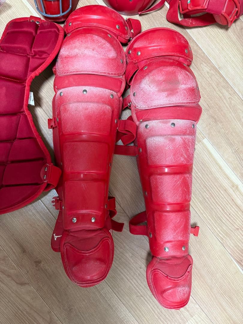 ミズノ キャッチャー防具セット(軟式)レッド