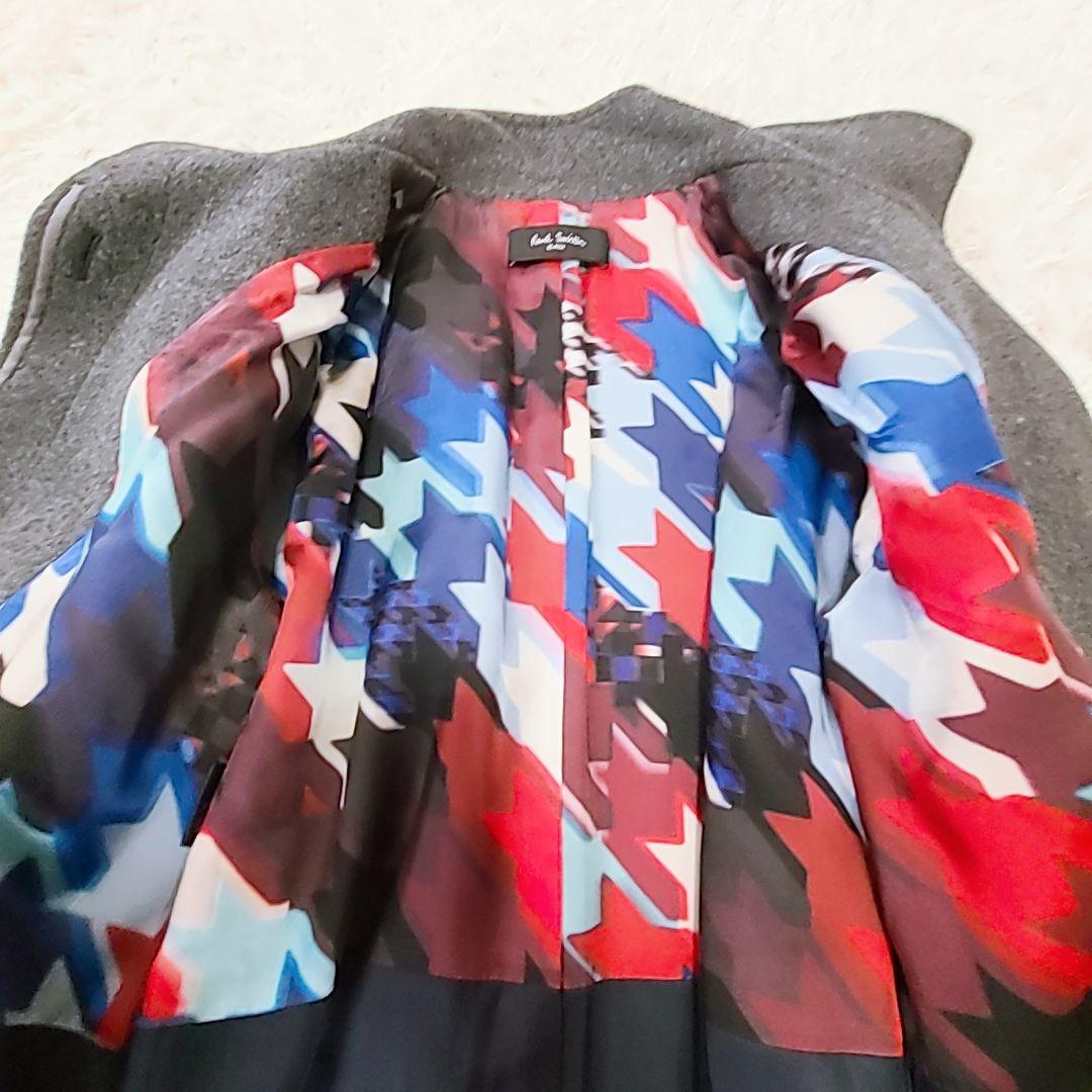 極美品 ポール・スミスブラック スタンドカラーコート XL ベルト 裏地派手