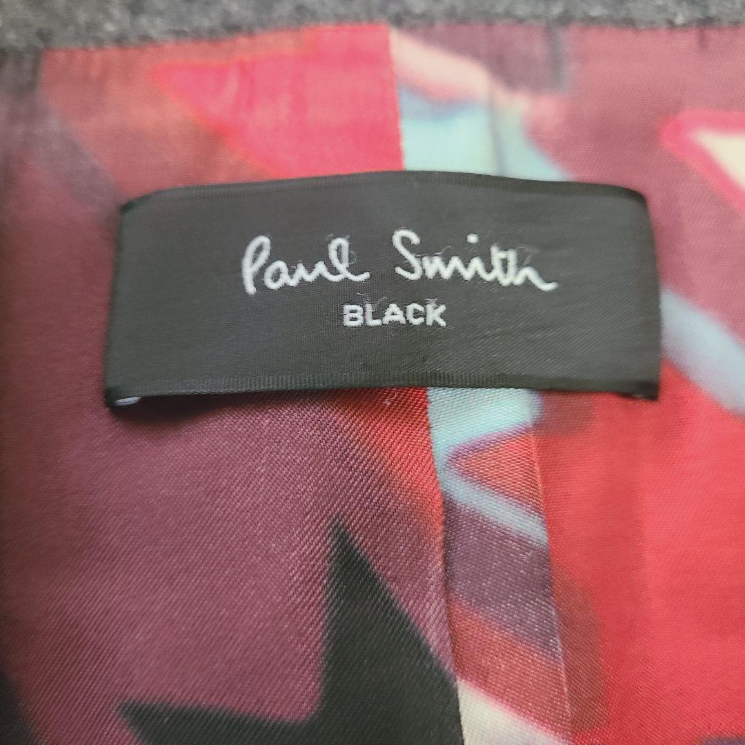 極美品 ポール・スミスブラック スタンドカラーコート XL ベルト 裏地派手