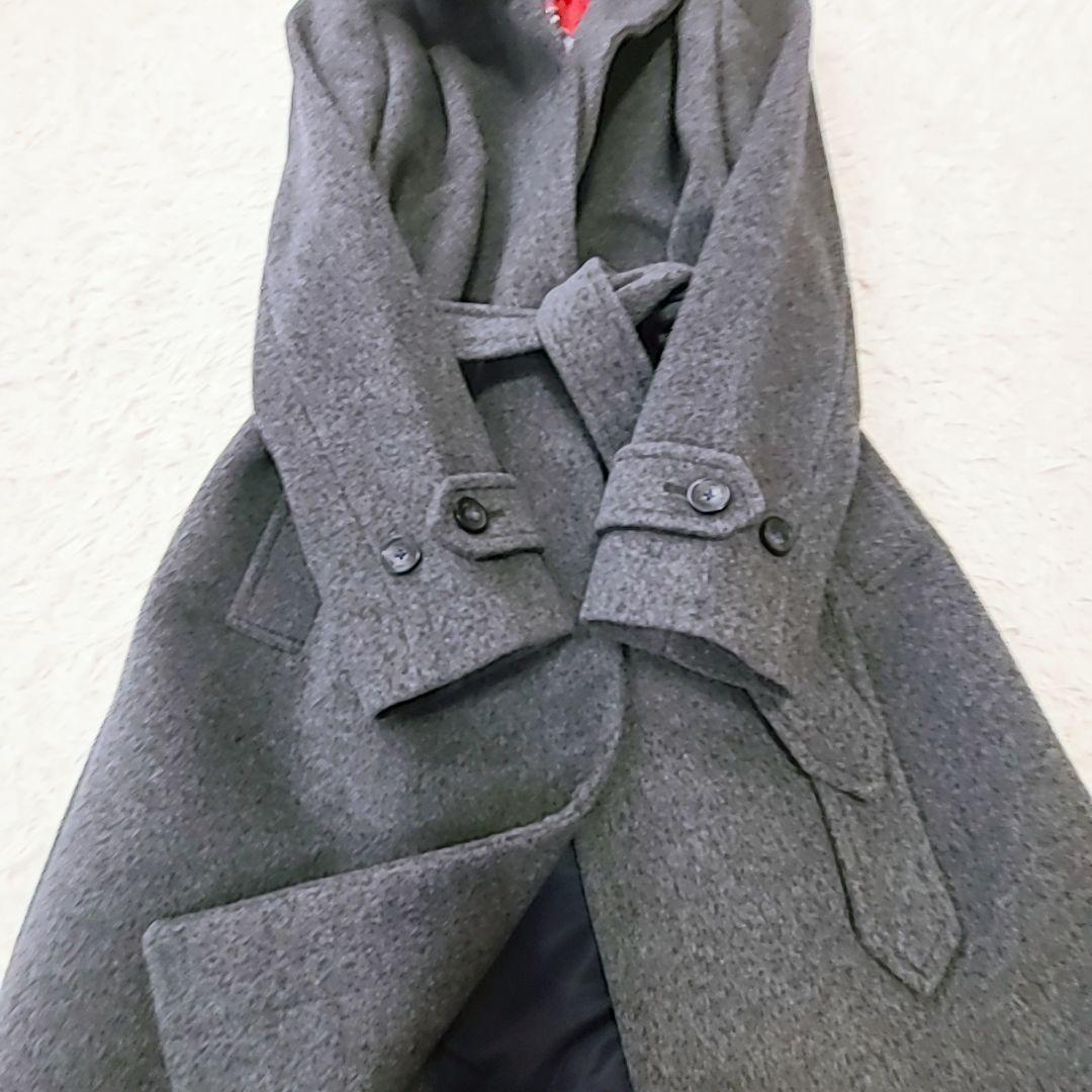 極美品 ポール・スミスブラック スタンドカラーコート XL ベルト 裏地派手